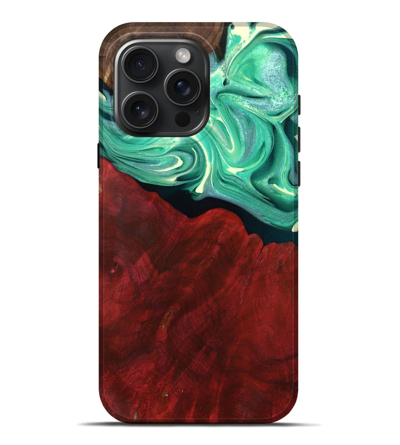 iPhone 16 Pro Max Wood Live Edge Phone Case - Tami (Green, 757447)