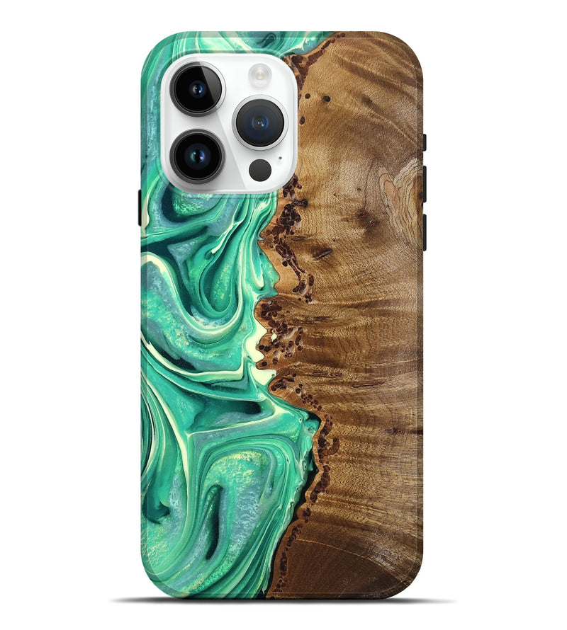 iPhone 15 Pro Max Wood Live Edge Phone Case - Valeria (Green, 757448)