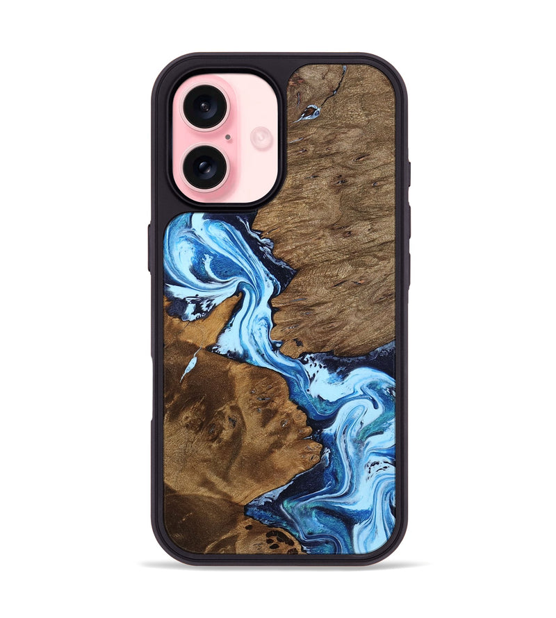 iPhone 16 Wood Phone Case - Leeann (Blue, 757743)