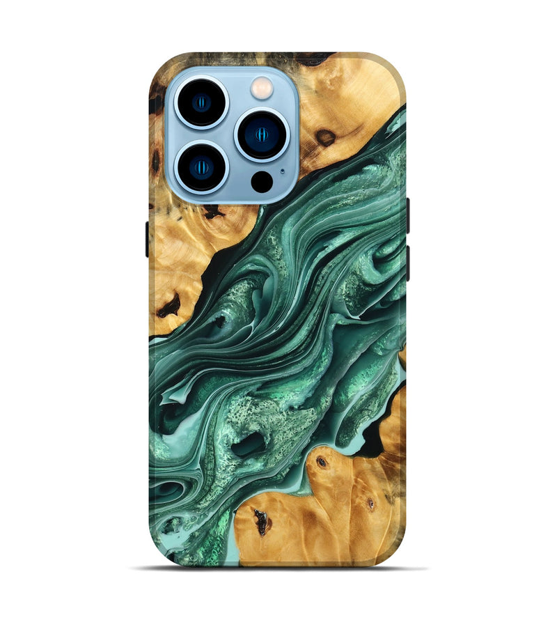 iPhone 14 Pro Wood Live Edge Phone Case - Adella (Green, 757871)