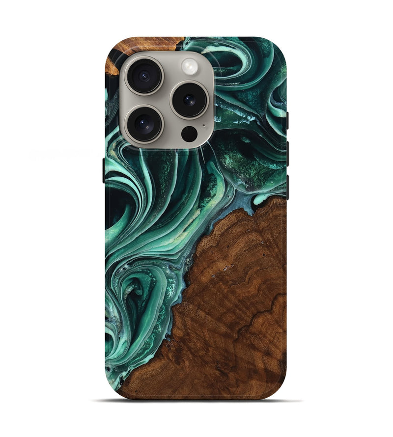 iPhone 16 Pro Wood Live Edge Phone Case - Tiana (Green, 757872)