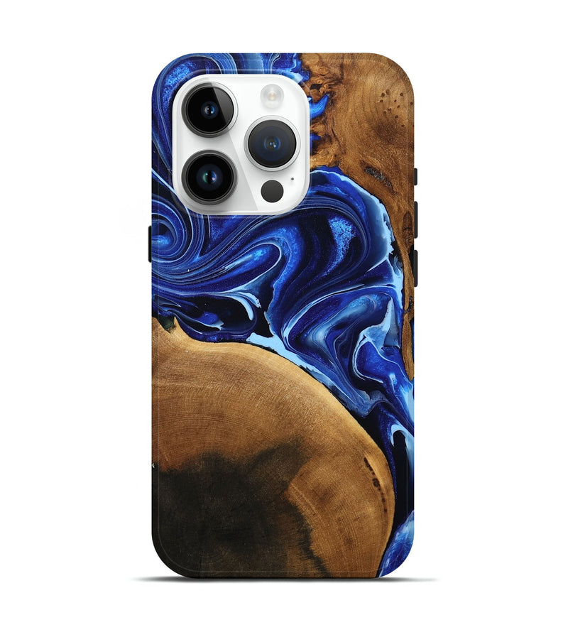 iPhone 15 Pro Wood Live Edge Phone Case - Vilma (Blue, 757884)