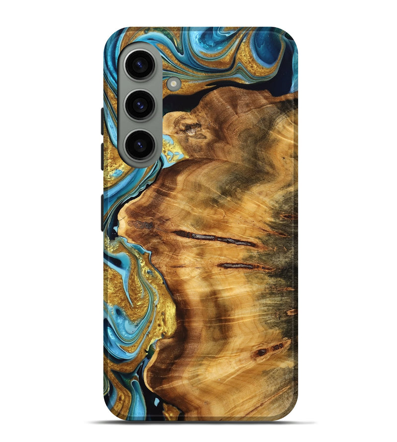 Galaxy S24 Plus Wood Live Edge Phone Case - Shane (Teal & Gold, 757886)