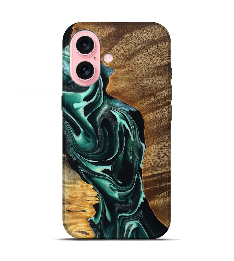iPhone 16 Wood Live Edge Phone Case - Montana (Green, 757887)