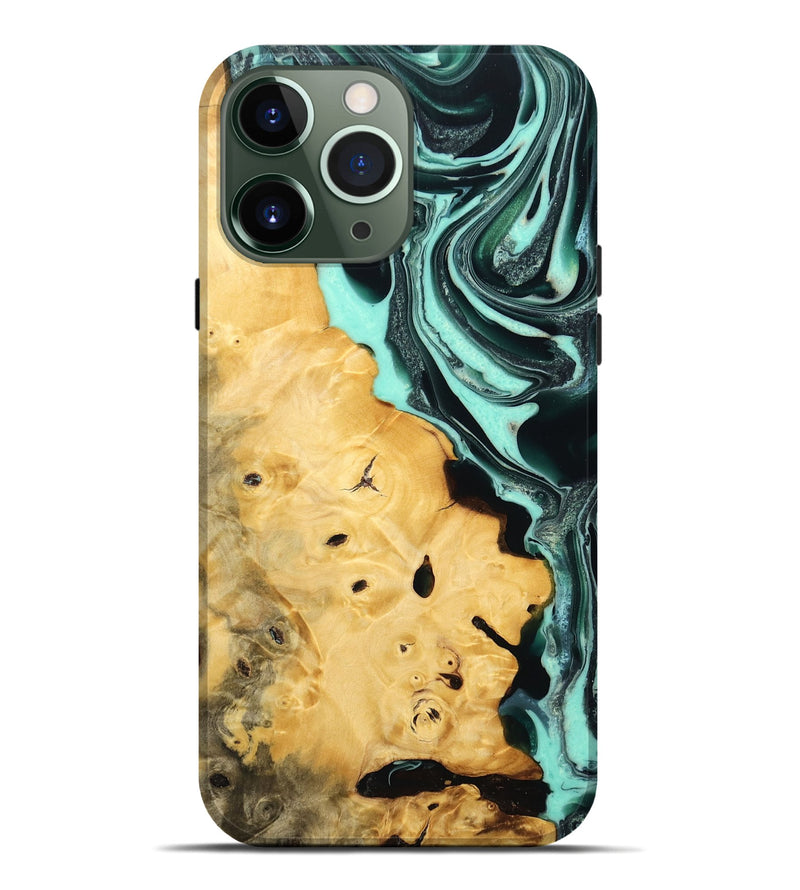 iPhone 13 Pro Max Wood Live Edge Phone Case - Dario (Green, 757888)