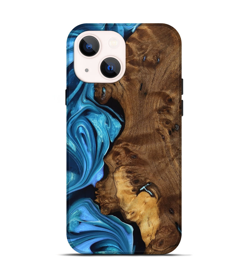 iPhone 14 Wood Live Edge Phone Case - Tammy (Blue, 757892)