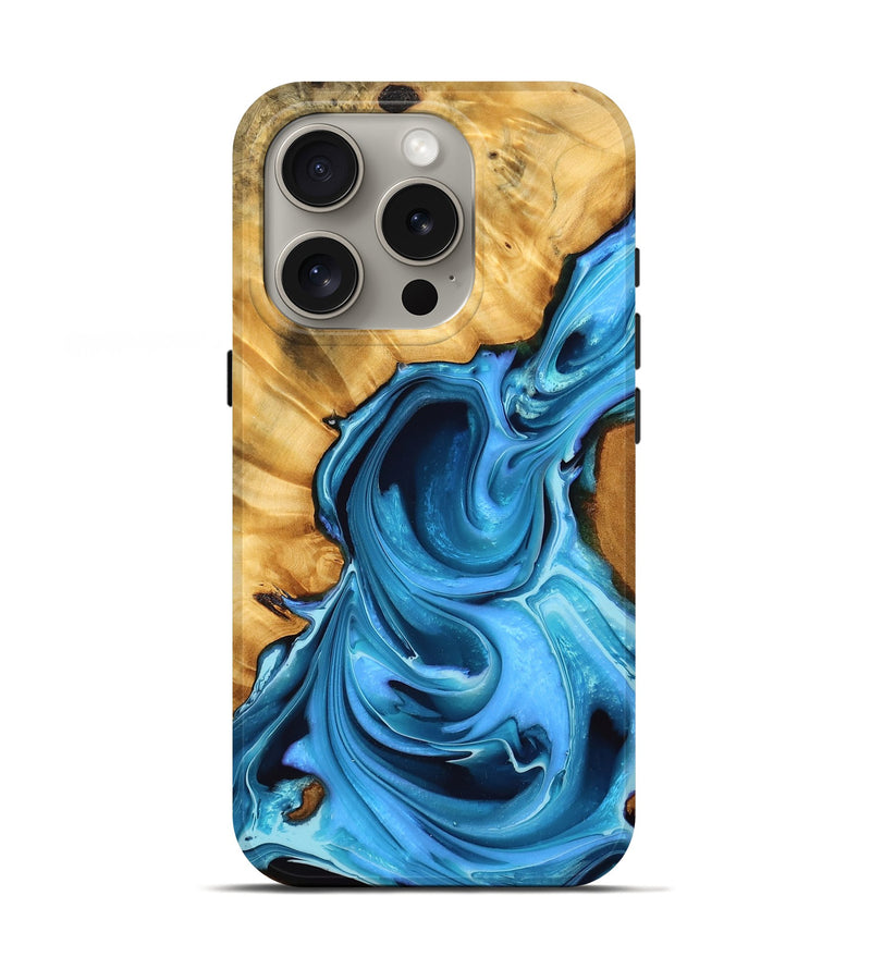 iPhone 16 Pro Wood Live Edge Phone Case - Savana (Blue, 757894)