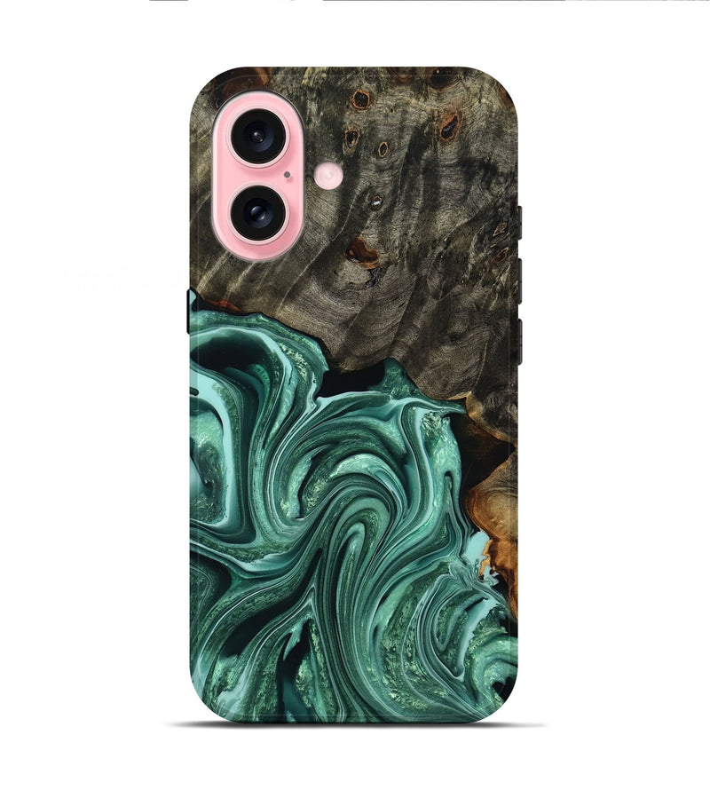 iPhone 16 Wood Live Edge Phone Case - Daleyza (Green, 757899)