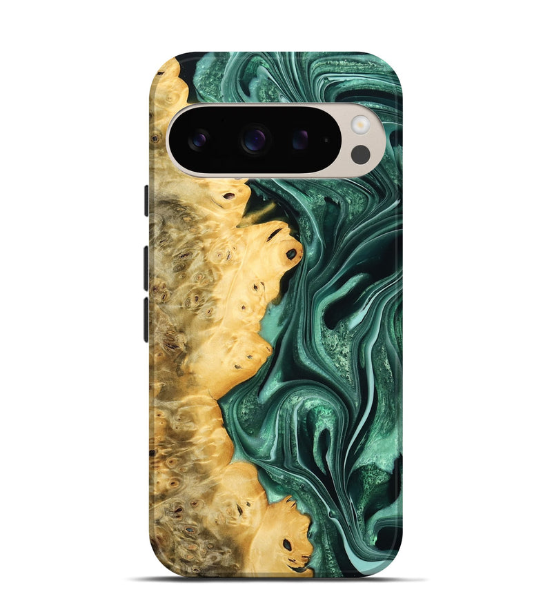 Pixel 9 Pro Wood Live Edge Phone Case - Leonard (Green, 757900)