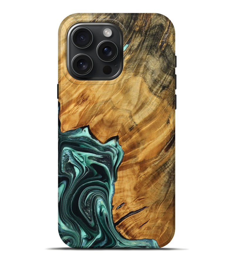 iPhone 16 Pro Max Wood Live Edge Phone Case - America (Green, 757902)