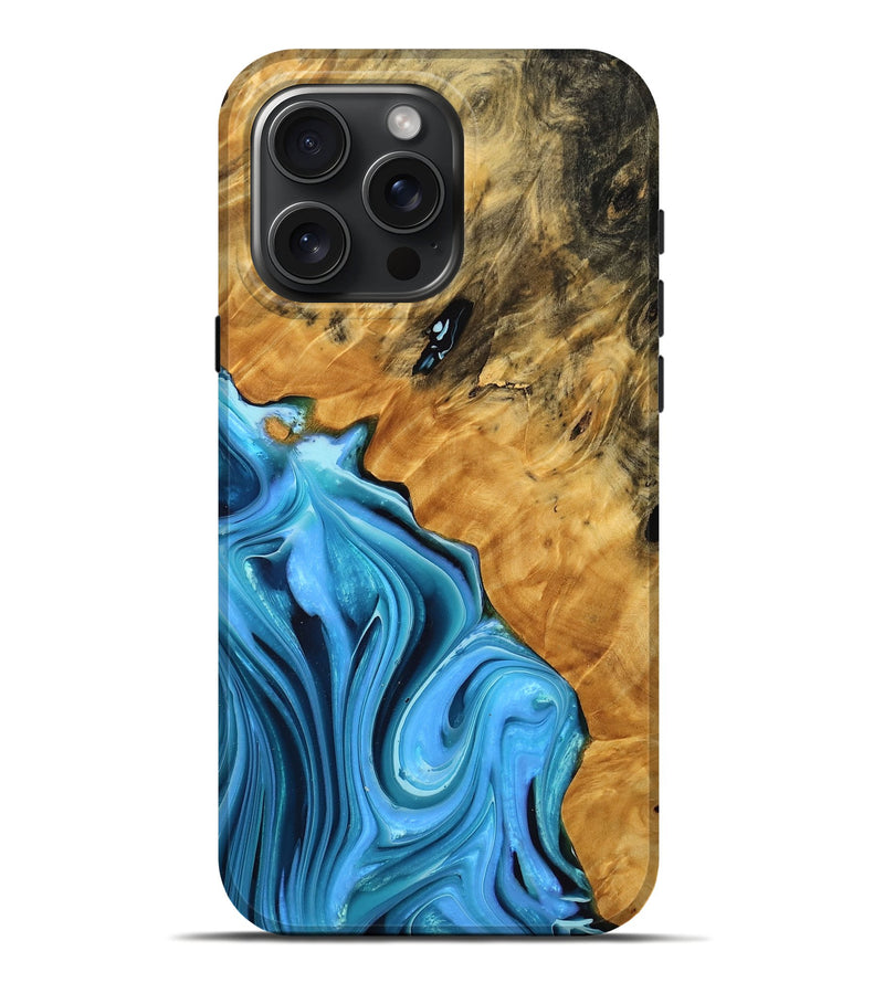 iPhone 16 Pro Max Wood Live Edge Phone Case - Cooper (Blue, 757907)