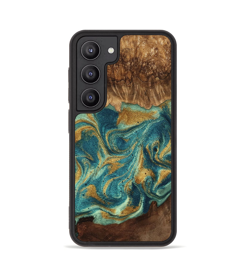 Galaxy S23 Wood Phone Case - Tabitha (Teal & Gold, 758009)