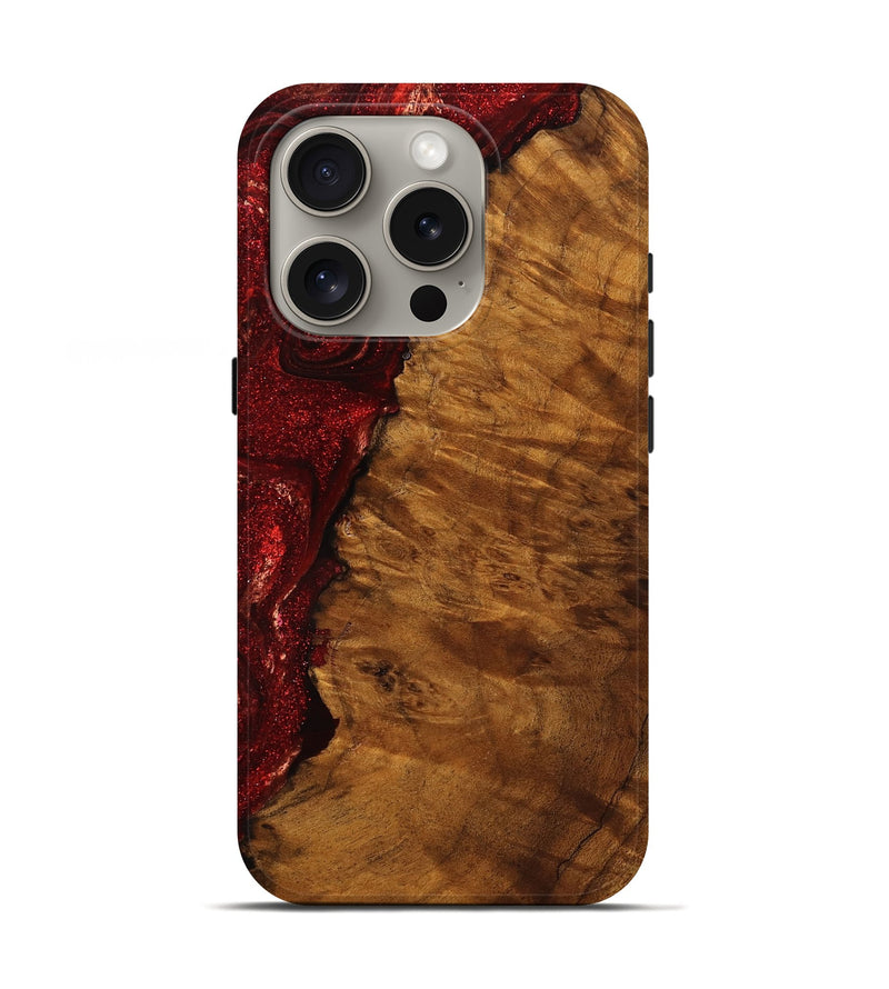 iPhone 16 Pro Wood Live Edge Phone Case - Floyd (Red, 758650)