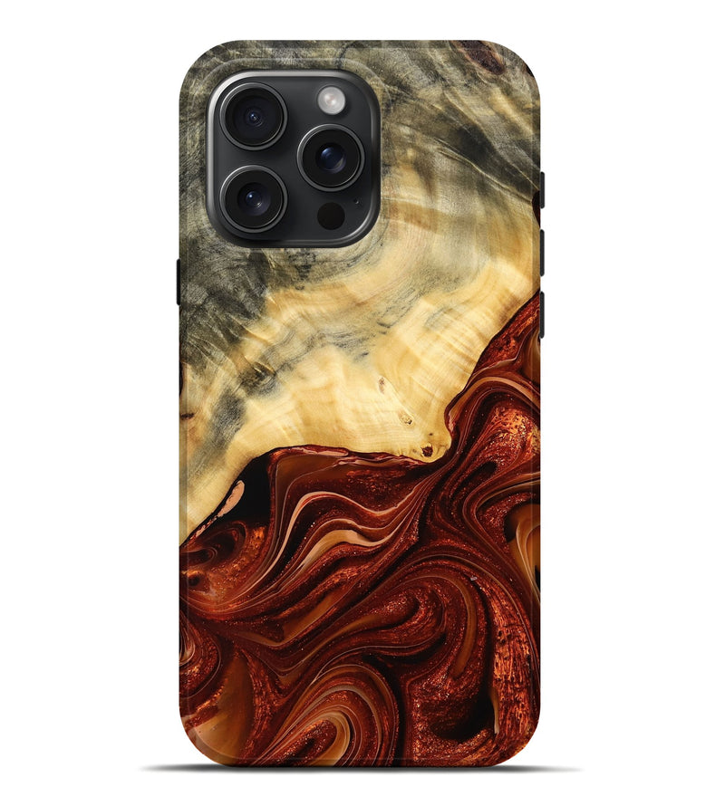 iPhone 16 Pro Max Wood Live Edge Phone Case - Alessia (Red, 758654)