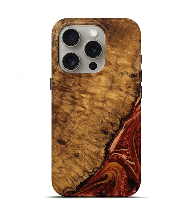 iPhone 16 Pro Wood Live Edge Phone Case - Sandra (Red, 758655)