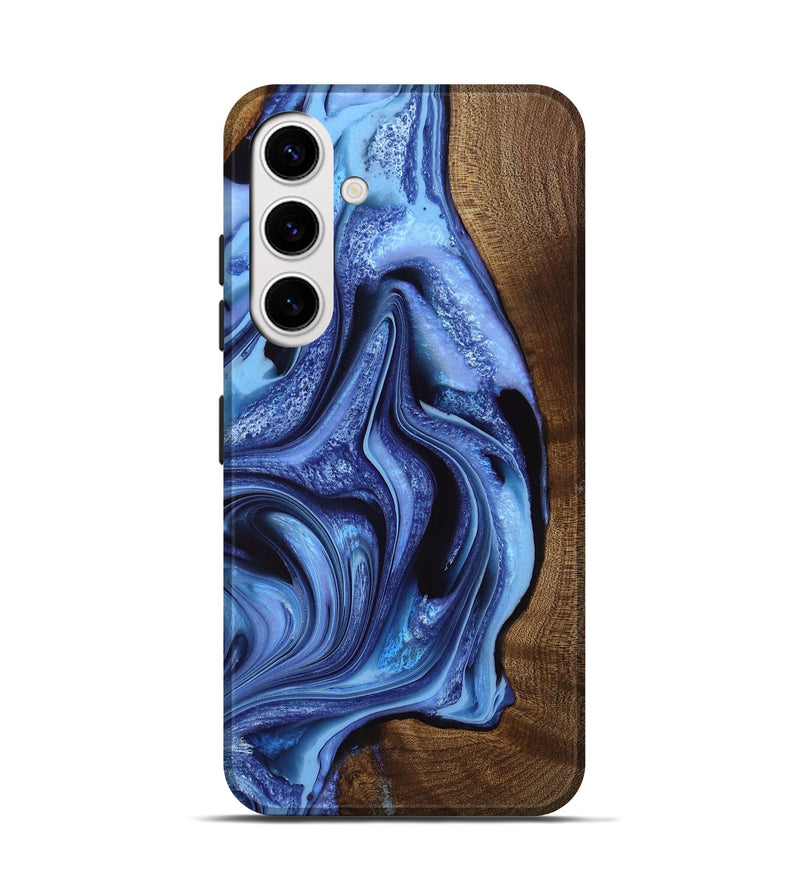 Galaxy S25 Wood Live Edge Phone Case - Alina (Blue, 758657)