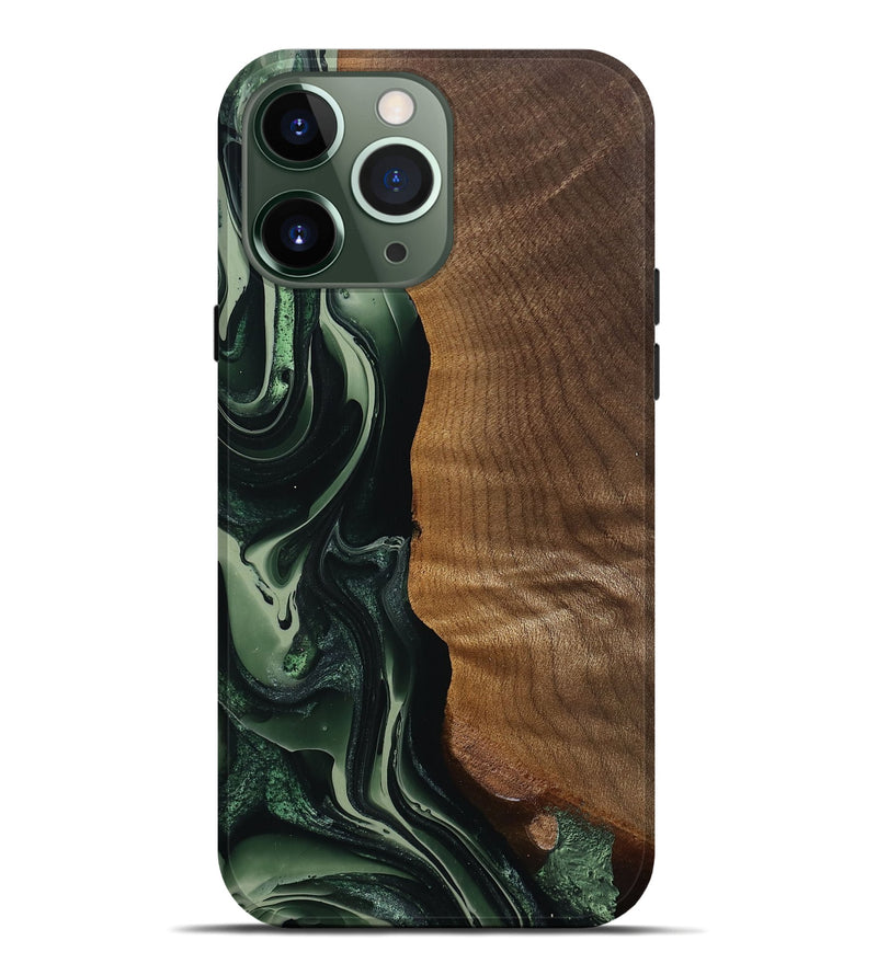 iPhone 13 Pro Max Wood Live Edge Phone Case - Gannon (Green, 758673)