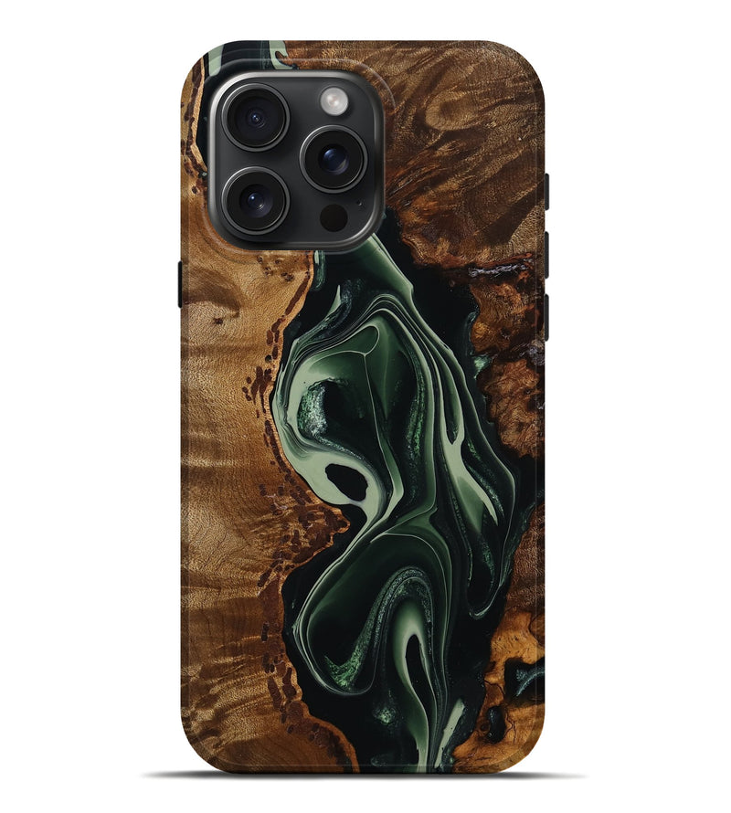 iPhone 16 Pro Max Wood Live Edge Phone Case - Karli (Green, 758674)