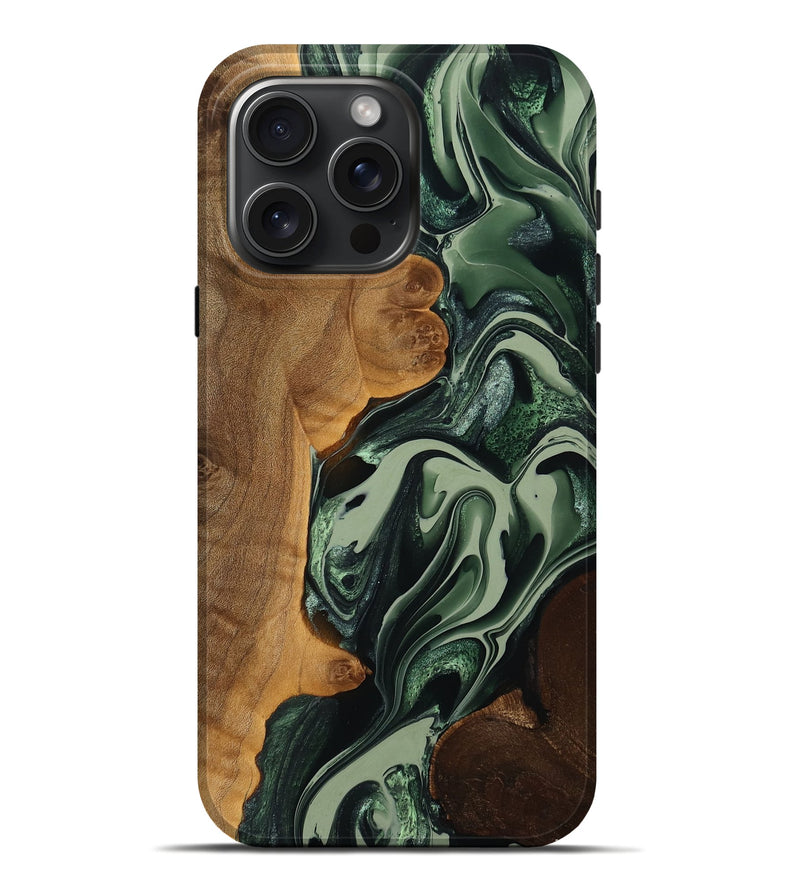 iPhone 16 Pro Max Wood Live Edge Phone Case - Jesiah (Green, 758675)