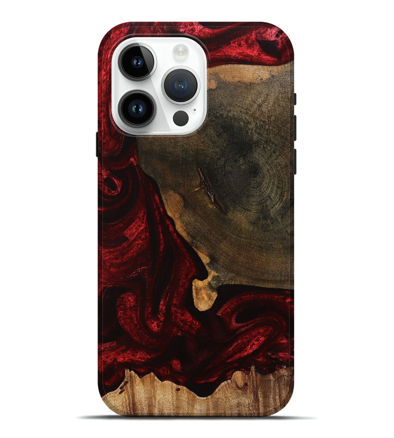 iPhone 15 Pro Max Wood Live Edge Phone Case - Rose (Red, 758691)