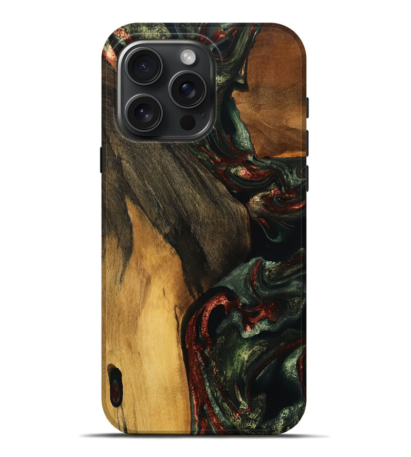 iPhone 16 Pro Max Wood Live Edge Phone Case - Eithan (Green, 759010)