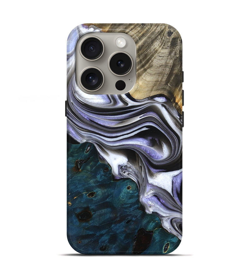 iPhone 16 Pro Wood Live Edge Phone Case - Nathan (Black & White, 759298)