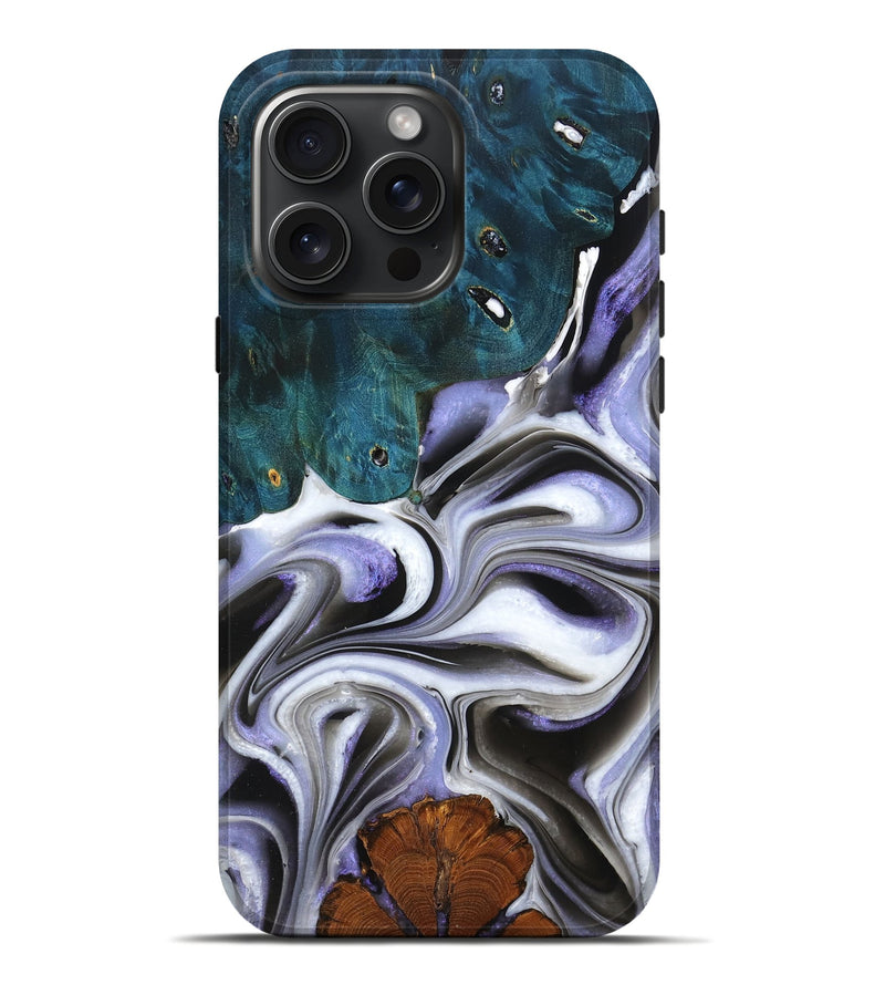 iPhone 16 Pro Max Wood Live Edge Phone Case - Allyson (Black & White, 759301)