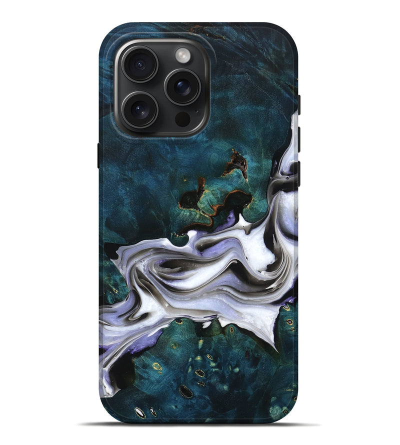 iPhone 16 Pro Max Wood Live Edge Phone Case - Rick (Black & White, 759309)