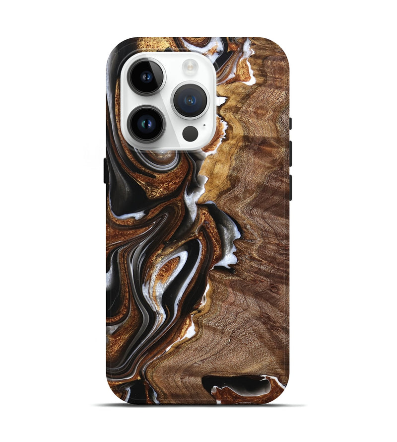 iPhone 15 Pro Wood Live Edge Phone Case - Lenna (Black & White, 759310)