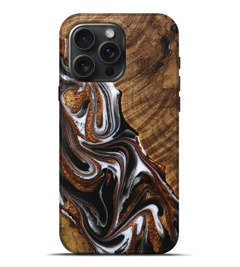 iPhone 16 Pro Max Wood Live Edge Phone Case - Wylie (Black & White, 759311)