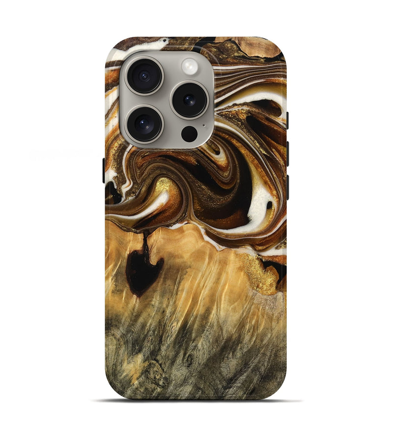 iPhone 16 Pro Wood Live Edge Phone Case - Taurean (Black & White, 759315)
