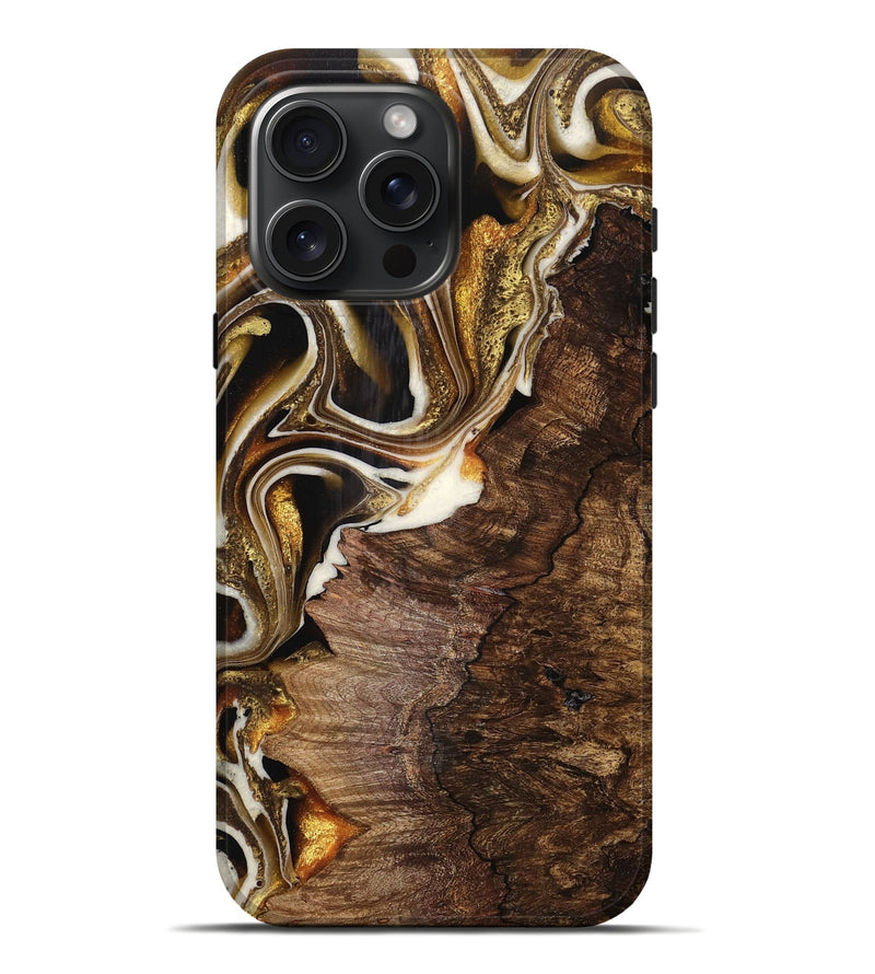 iPhone 16 Pro Max Wood Live Edge Phone Case - Kattie (Black & White, 759319)