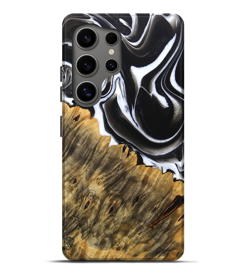 Galaxy S25 Ultra Wood Live Edge Phone Case - Vickie (Black & White, 759320)