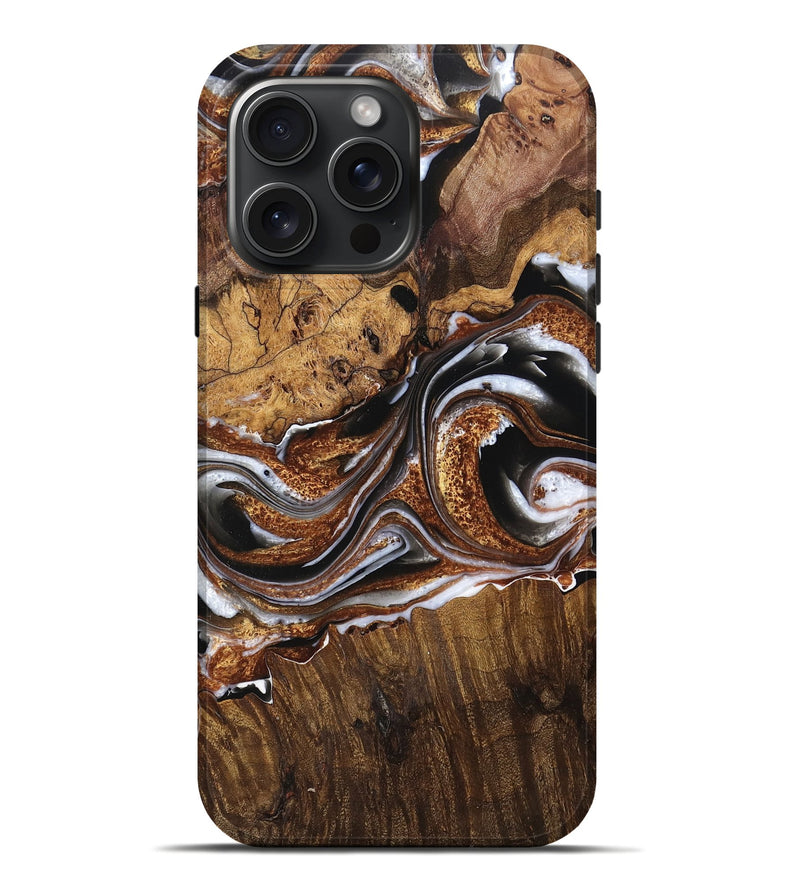 iPhone 16 Pro Max Wood Live Edge Phone Case - Tripp (Black & White, 759321)
