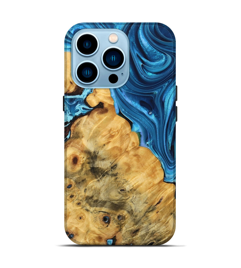 iPhone 14 Pro Wood Live Edge Phone Case - Keilani (Blue, 759653)