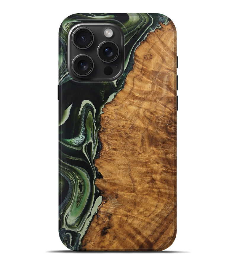 iPhone 16 Pro Max Wood Live Edge Phone Case - Tami (Green, 759670)