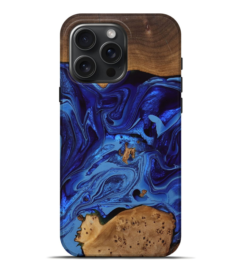 iPhone 16 Pro Max Wood Live Edge Phone Case - Pat (Blue, 759916)