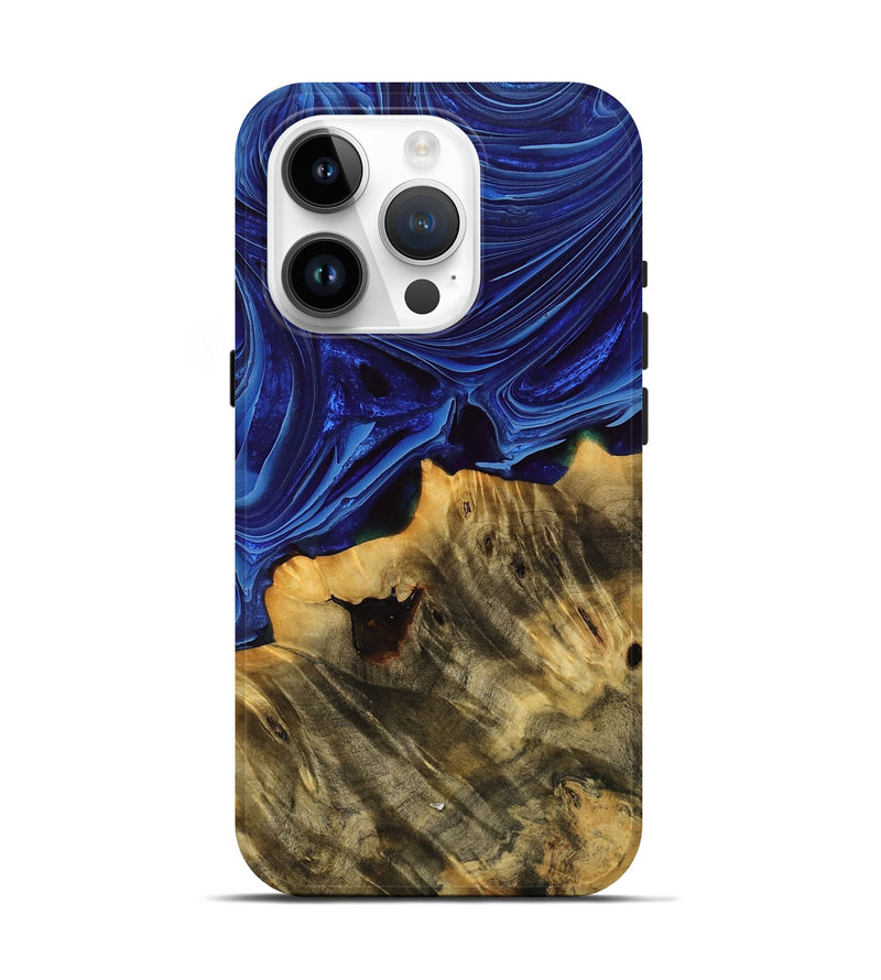 iPhone 15 Pro Wood Live Edge Phone Case - Arden (Blue, 759917)