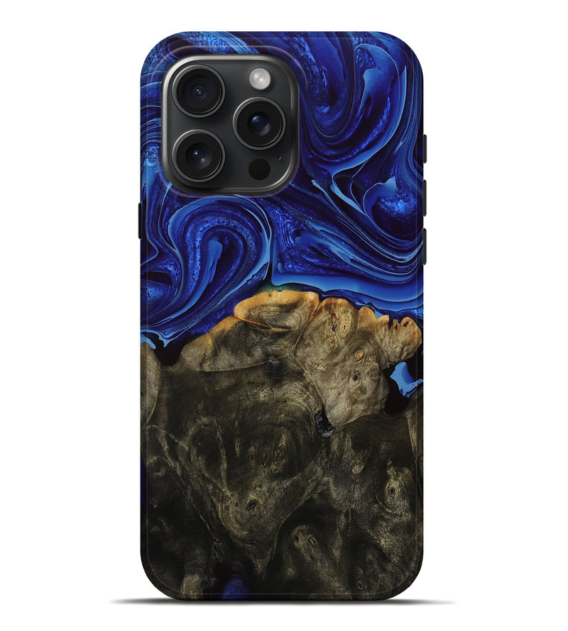 iPhone 16 Pro Max Wood Live Edge Phone Case - Eli (Blue, 759919)