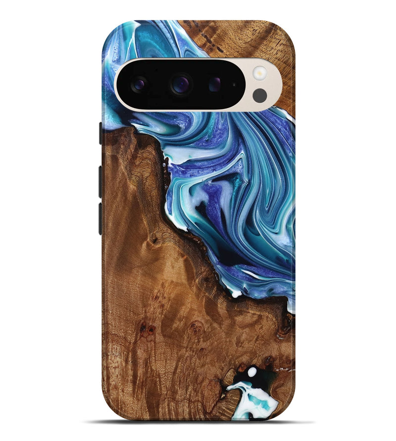 Pixel 9 Pro XL Wood Live Edge Phone Case - Cheryl (Blue, 759920)