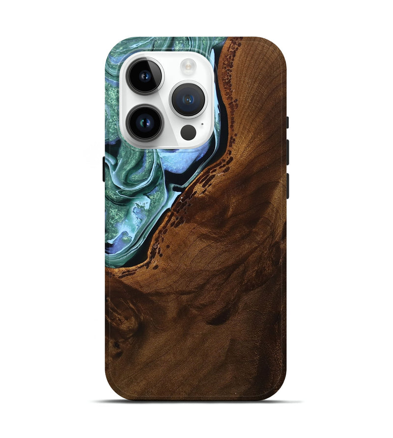 iPhone 15 Pro Wood Live Edge Phone Case - Heaven (Green, 759926)