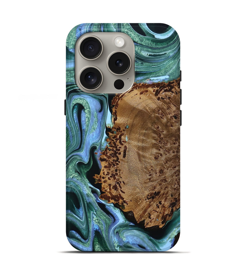 iPhone 16 Pro Wood Live Edge Phone Case - Trenton (Green, 759929)