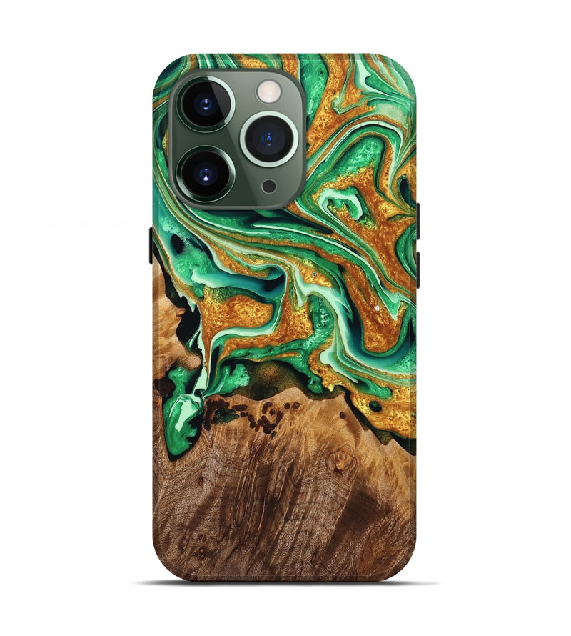 iPhone 13 Pro Wood Live Edge Phone Case - Brionna (Green, 759930)
