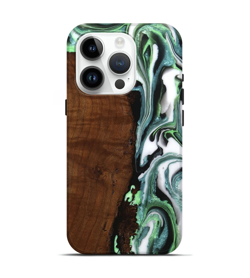 iPhone 15 Pro Wood Live Edge Phone Case - Caiden (Green, 759931)