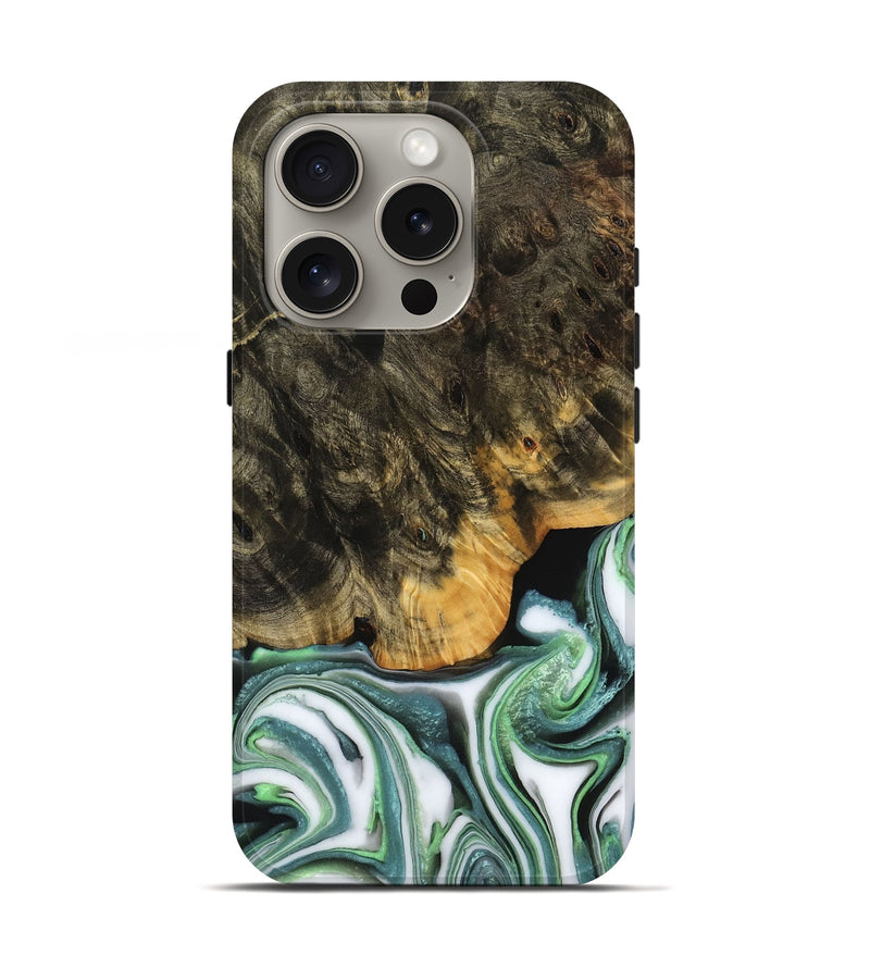 iPhone 16 Pro Wood Live Edge Phone Case - Rodney (Green, 759932)
