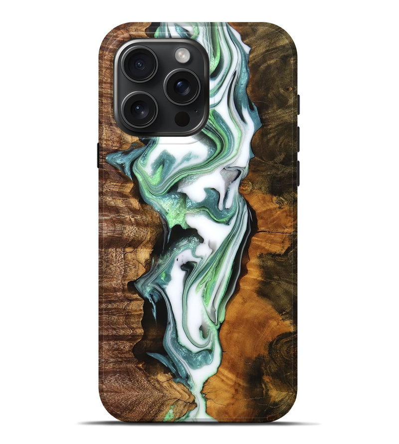 iPhone 16 Pro Max Wood Live Edge Phone Case - Fritz (Green, 759933)