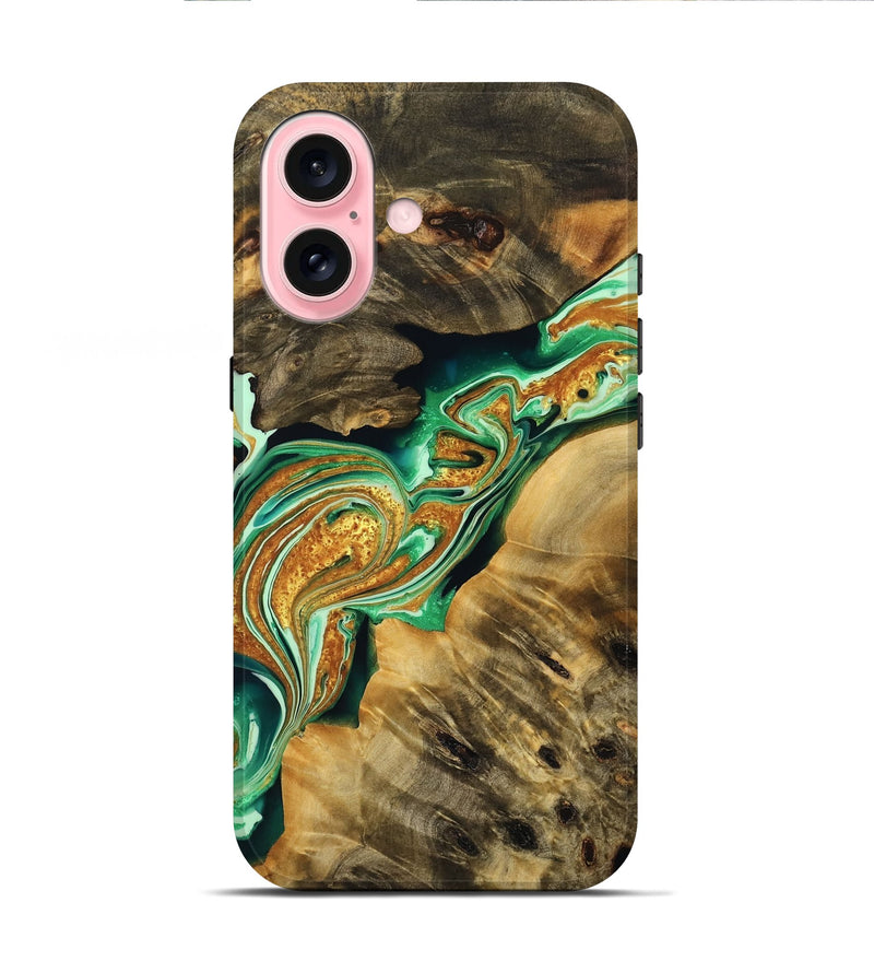iPhone 16 Wood Live Edge Phone Case - Lavinia (Green, 759934)