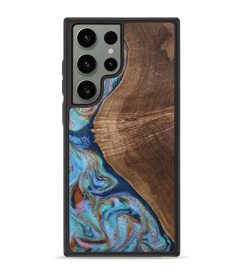 Galaxy S23 Ultra Wood Phone Case - Virgie (Teal & Gold, 760164)