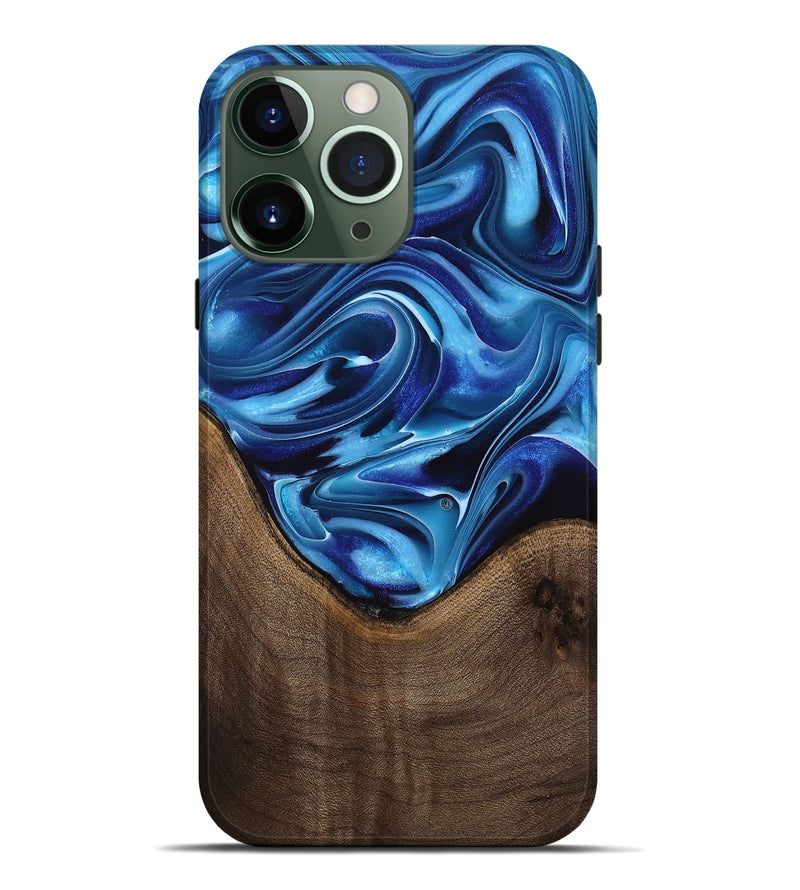 iPhone 13 Pro Max Wood Live Edge Phone Case - Carmen (Blue, 761073)