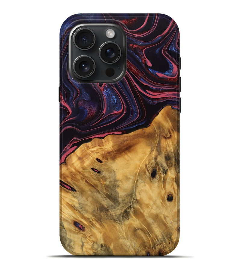 iPhone 16 Pro Max Wood Live Edge Phone Case - Kamora (Red, 761076)